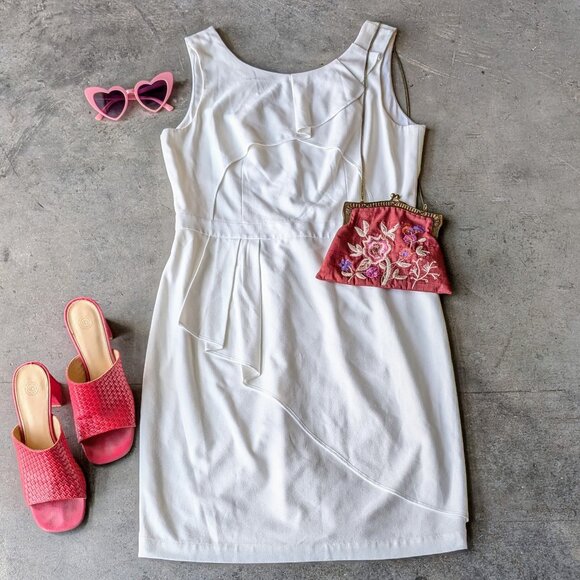 BCBGMaxAzria Siri White Sleeveless Layered Sheath Mini Dress size 12 - Picture 1 of 10